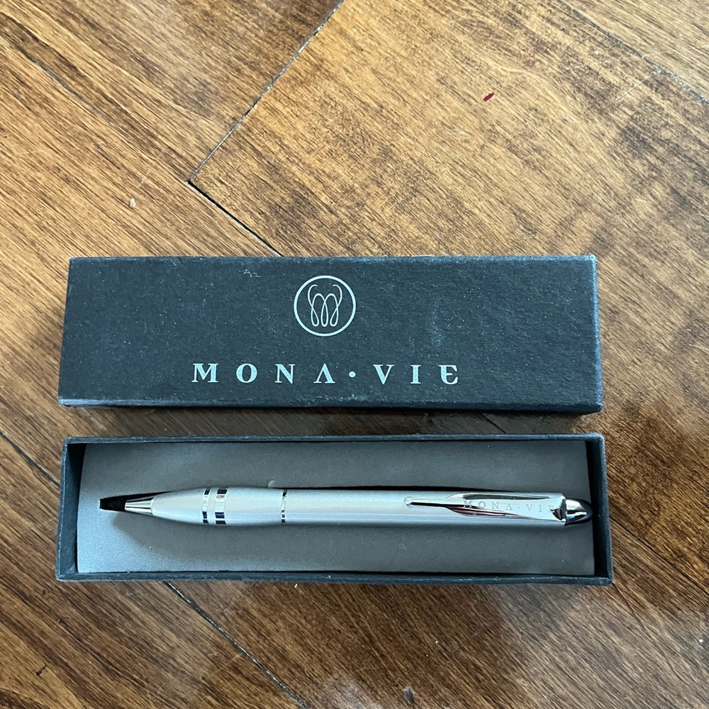 Mona Vie Monavie Custom Bottle Clip Pen Silver Colored